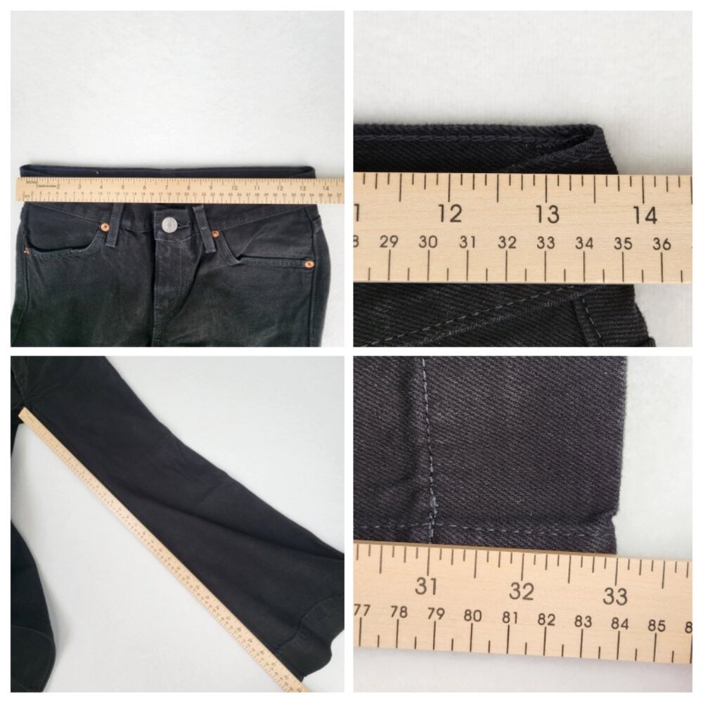 RE/DONE 70s Low Rise Bell Bottom Jeans Size 24 Black Mega Flare NWT - Picture 10 of 12